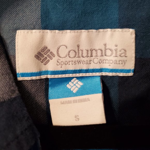 Columbia Sportswear Company Blue Plaid button Down LongSleeve Men's Shirt-Small - Picture 3 of 5